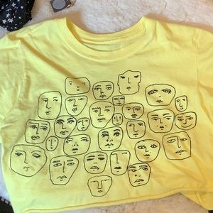 Super cute neon yellow face shirt uo